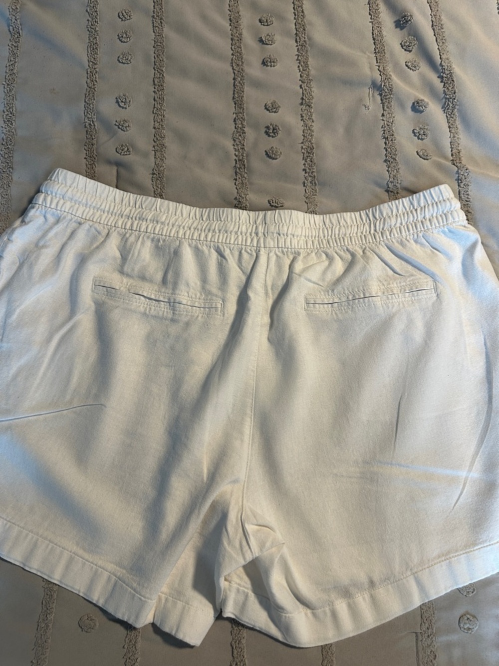 Women's White Linen Blend Drawstring Casual Shorts by Old Navy XL - Picture 3 of 5